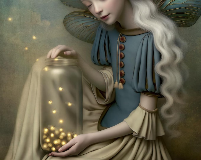 Signed gothic art - Liberation - fairy fantasy preraphaelite firefly limited edition giclee