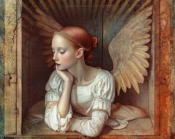 SIGNED GICLEE ART print - Seraph - angel art renaissance art medieval art cottage core chateau core