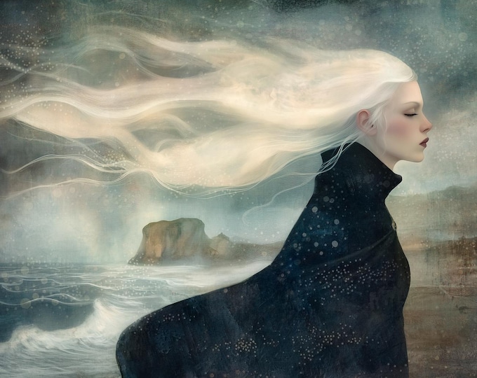 Signed ooak artist proof - Midwinter - snowy seasonal windy giclee art