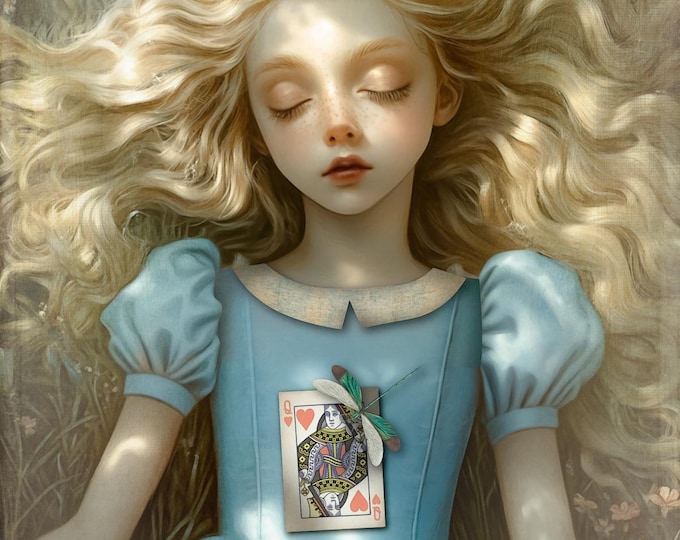 Limited edition signed giclee print - Waking Up - Alice in Wonderland - fairytale, storybook