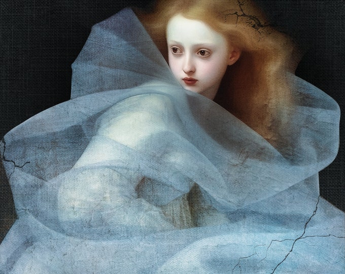 LIMITED EDITION signed art print - Girl in the Blue Veil