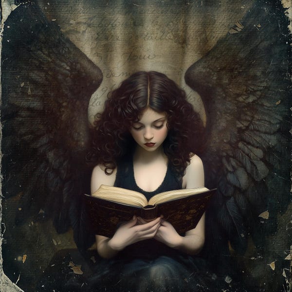 Signed Giclee Print: Dark Fairy Reading Art - The Quiet