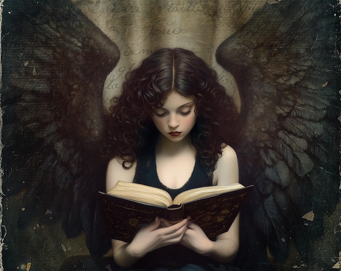 SIGNED GICLEE PRINT - The Quiet - five sizes! - dark fairy art book art reading art cottage core chateau core