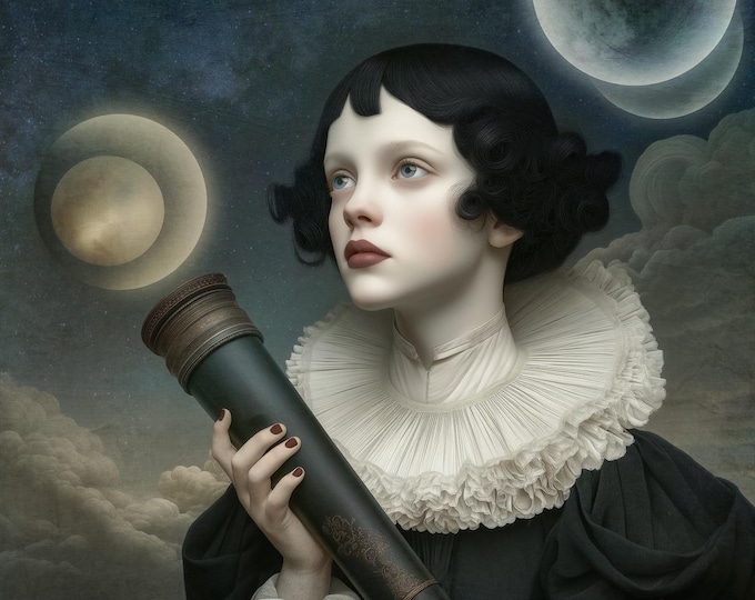 Signed Cosmic Art Print: "The Astronomer" Giclee Fine Art Paper, Limited Edition