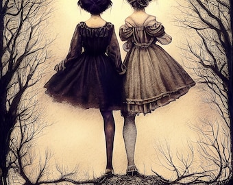 LIMITED EDITION signed art print - Sisters