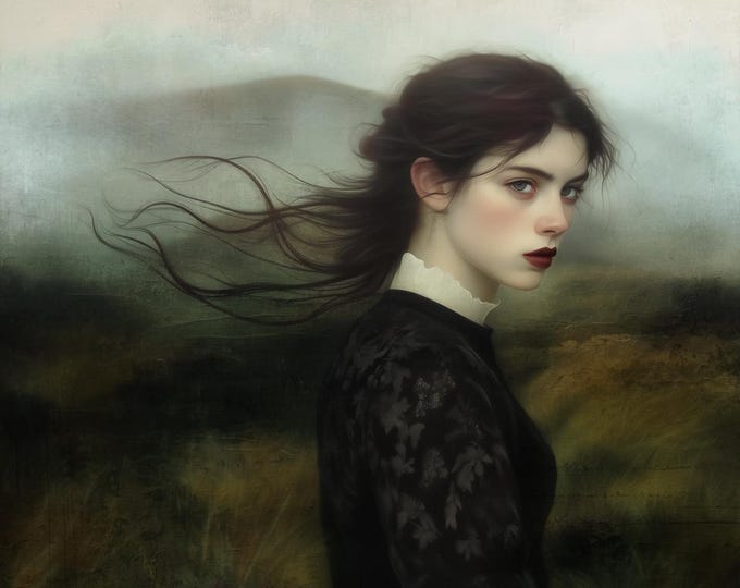 Wuthering Heights limited edition signed print, Catherine Earnshaw, gothic decor, archival paper, giclee ink