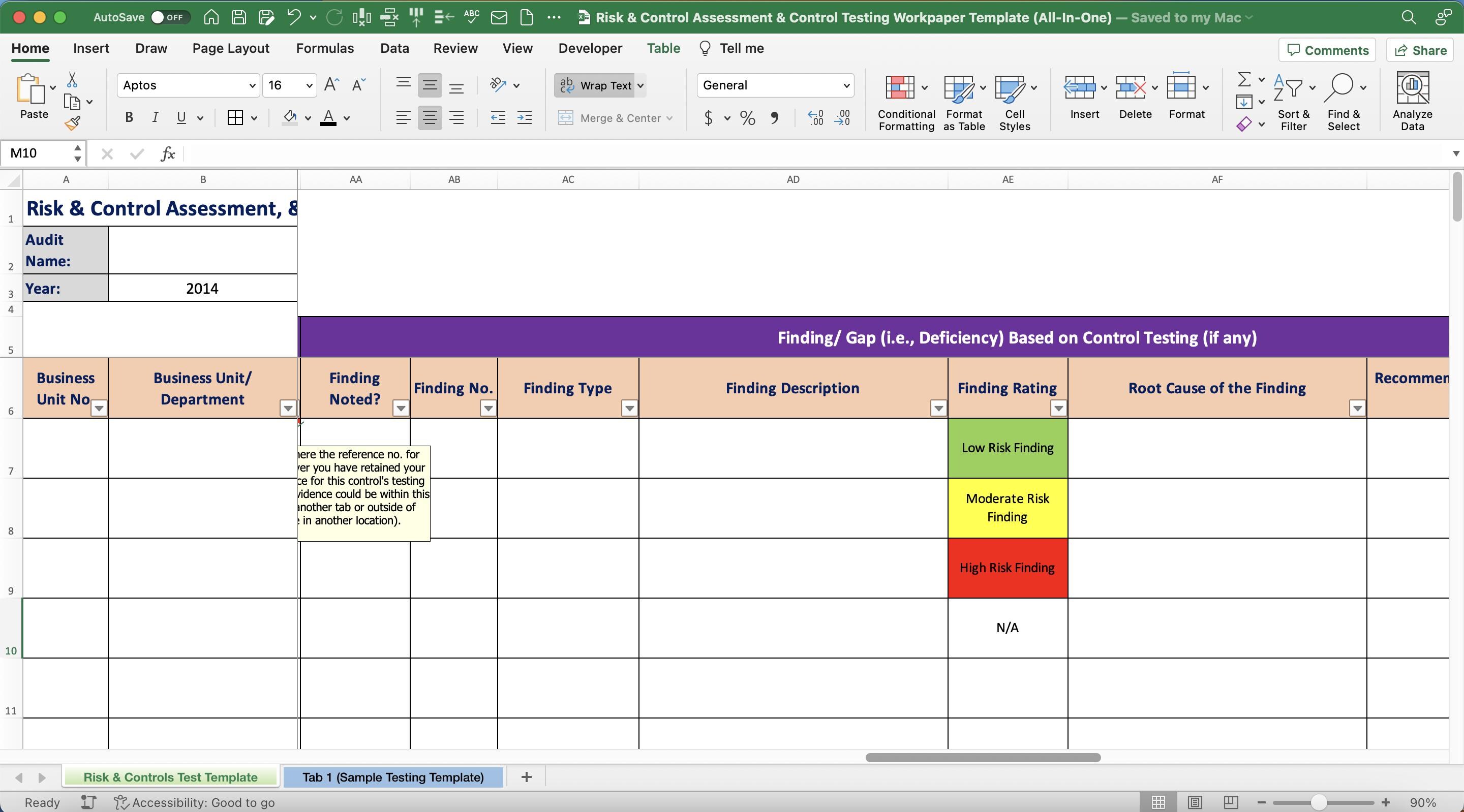 Risk Assessment, Risk Register, and Control Testing Template (excel) - Etsy