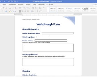 Ultimate Audit and Assessment Walkthrough Template - Word Based, Professional & User-Friendly!
