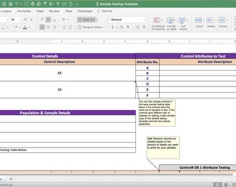 Streamlined Control Sample Testing Excel Template | Optimize Your Internal Audits & Assessments!