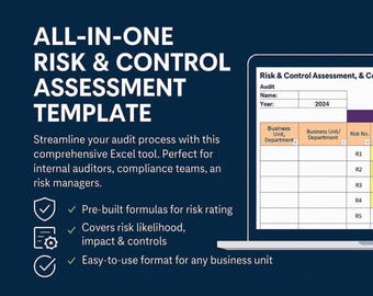 Risk Assessment, Risk Register, and Control Testing Template (Excel)