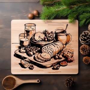 Charcuterie Board SVG, vectorafbeelding, voedselschotel ontwerp, snijplank sjabloon hakken, Instant Download, dubbele graveertechniek