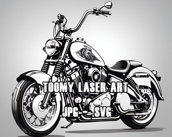 Harley Style Motorcycle Vector File, SVG Design, Digital Download, Biker Gift, Motorcycle Art