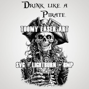 Drink als een piraat! SVG digitale download, uniek ontwerp, doe-het-zelf knutselen, lasergraveur, dubbele graveertechniek