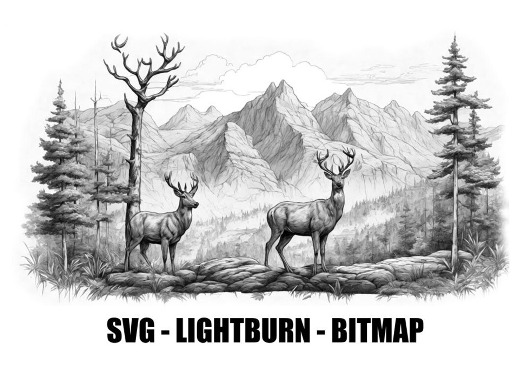 Forest With Deer | Silhouette Cut | Charcuterie Board Svg | Instant ...