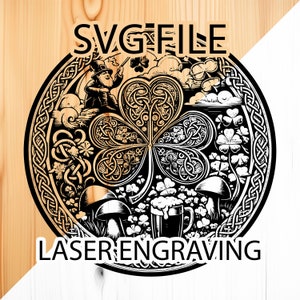 St. Patrick's Day, Irish Design SVG, Instant Download, For Lightburn, Glowforge, 3D Art with Laser Engraver, Laser, Instant Engraving