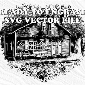Beautiful Farmhouse Heart SVG | Digital Download | Farmers House | Tavern | Engrave File | Country Field Landscape | Lightburn | Cut Files