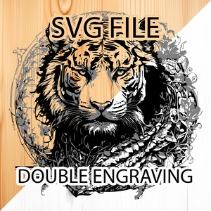 Tiger Double Engraving Technique, Instant Download, File ready for Lightburn, SVG Glowforge, Laser Engraver