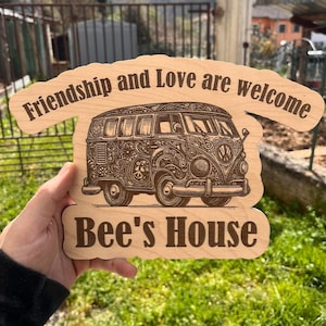 Hippies Mini Van, Camping Tour Mini Van, Diseño de Paz y Amor, Descarga Instantánea, Para Lightburn, Láser, Grabado Instantáneo, SVG