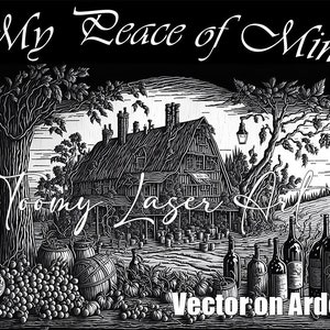 May include: Black and white woodcut illustration of a farmhouse with a thatched roof, surrounded by trees and a field. The text "My Peace of Mind" is at the top of the image, and the text "Vector on Ardesia" is at the bottom.