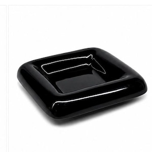 Vintage Black Haeger Pottery 7” Square Trinket Dish #2176 | Mid Century Catchall | Rolled Edge Ceramic Dish | USA