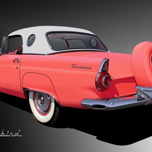 Automotive Fine Art Giclee prints, Ford, Thunderbird, 1956