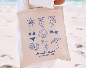 Custom Beach Tote Bag Wedding Tote Personalized Birthday Tote Wedding Welcome Bag Bachelorette Tote Bags Bridesmaids Gifts Bach Party Favors