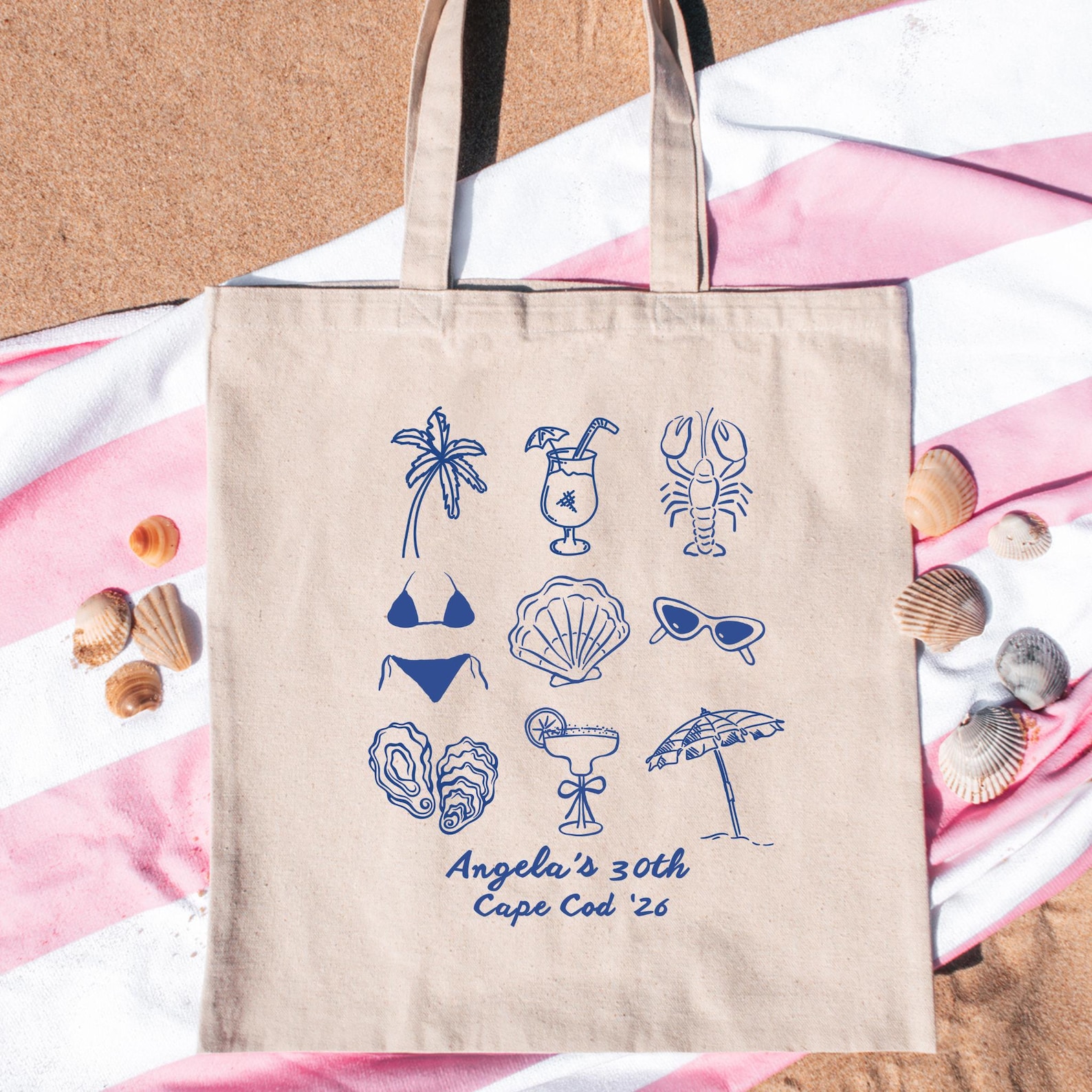 Custom Beach Tote Bag Wedding Tote Personalized Birthday Tote Wedding ...