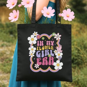 Flower Girl Tote Bag Flower Girl Proposal Gift Wedding Party Gift Farmers Market Bag Reusable Canvas Tote Bestie Birthday Girl Gift