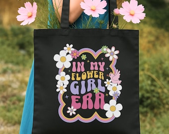 Flower Girl Tote Bag Flower Girl Proposal Gift Wedding Party Gift Farmers Market Bag Reusable Canvas Tote Bestie Birthday Girl Gift