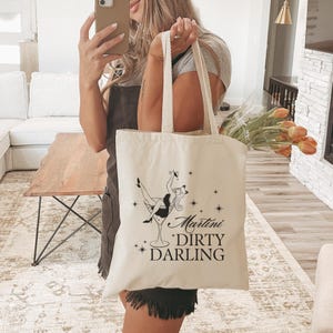 Dirty Martini Tote Bag Martini Lover Gift Dark Coquette Downtown Girl Reusable Canvas Tote Old Money Aesthetic City Tote Girls Weekend Gift