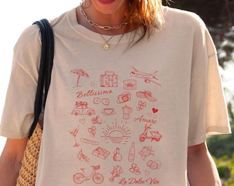 La Dolce Vita Shirt Italian Summer Comfort Color® Old Money Aesthetic Tomato Girl  Coastal Granddaughter Gift Downtown Girl Ocean Inspired