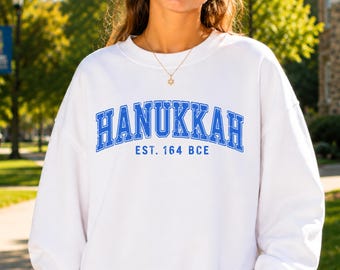 Vintage Hanukkah Varsity Sweatshirt, Retro Jewish Holiday Crewneck, Jewish Gift, Hanukkah Gift for Her, Jewish Girl Shirt, Jewish Mom Gift