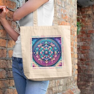Zen Gifts Wielorazowa torba płócienna Torba artystyczna Torba na zakupy na targu rolniczym Składana torba na zakupy Prezent na jogę Prezenty inspirujące
