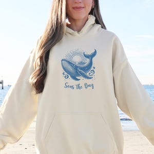 Whale Hooded Sweatshirt Orca Shirt Ocean Animal Shirt Granola Girl Seas The Day Sea Animal Shirt Ocean Inspired Style Coastal Granddaughter