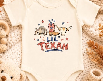 Texas Baby Bodysuit, Lil Texan Baby Outfit, Western Baby Clothes, Texas Theme Baby Gift, Cowboy Baby Shower Gift, Newborn Gift, Baby Reveal