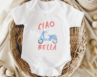 Ciao Bella Baby Bodysuit Italy Baby Clothes Italian Summer Baby Shower Gift Newborn Old Money Aesthetic New Mom Pregnancy Announcement