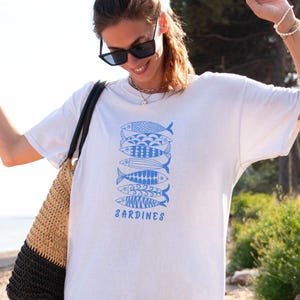 Sardines Shirt Tinned Fish French Shirt Brunch Shirt Tomato Girl Summer Downtown Girl Coastal Granddaughter Gift Ocean Inspired Style
