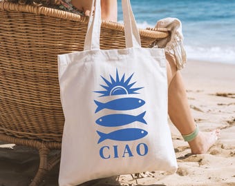 Ciao Reusable Tote Bag Sardines Tote Tinned Fish Bag Tomato Girl Summer Italian Summer Coastal Grandma Preppy Stuff Coastal Granddaughter