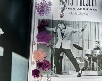 Purple flower and mermaid bead bookmark (long)