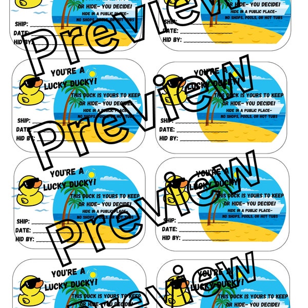 Cruise Duck Tags (8 per page)