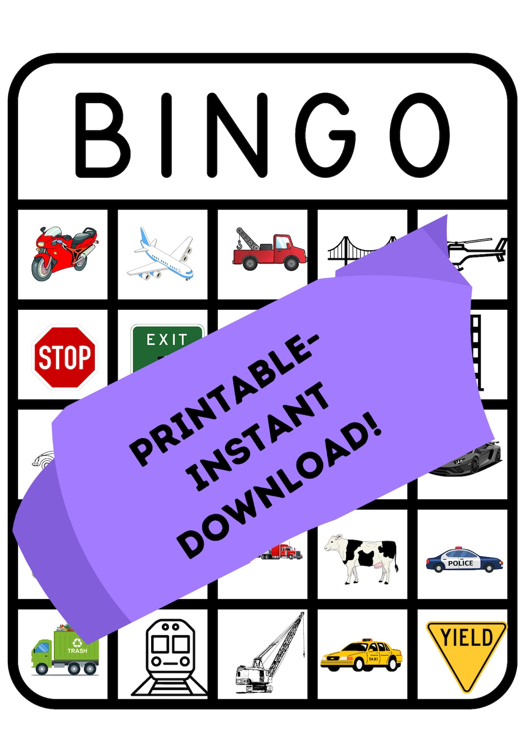 Kids' Travel Bingo Road Trip Edition Printable Instant Download - Etsy
