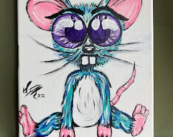 Blue Mouse Hand painted acrylic painting