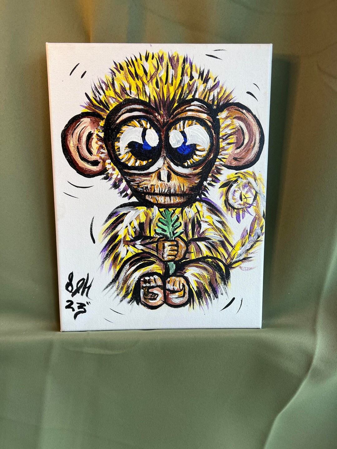 Yellow Monkey - Hand Painted Acrylic Painting - Etsy