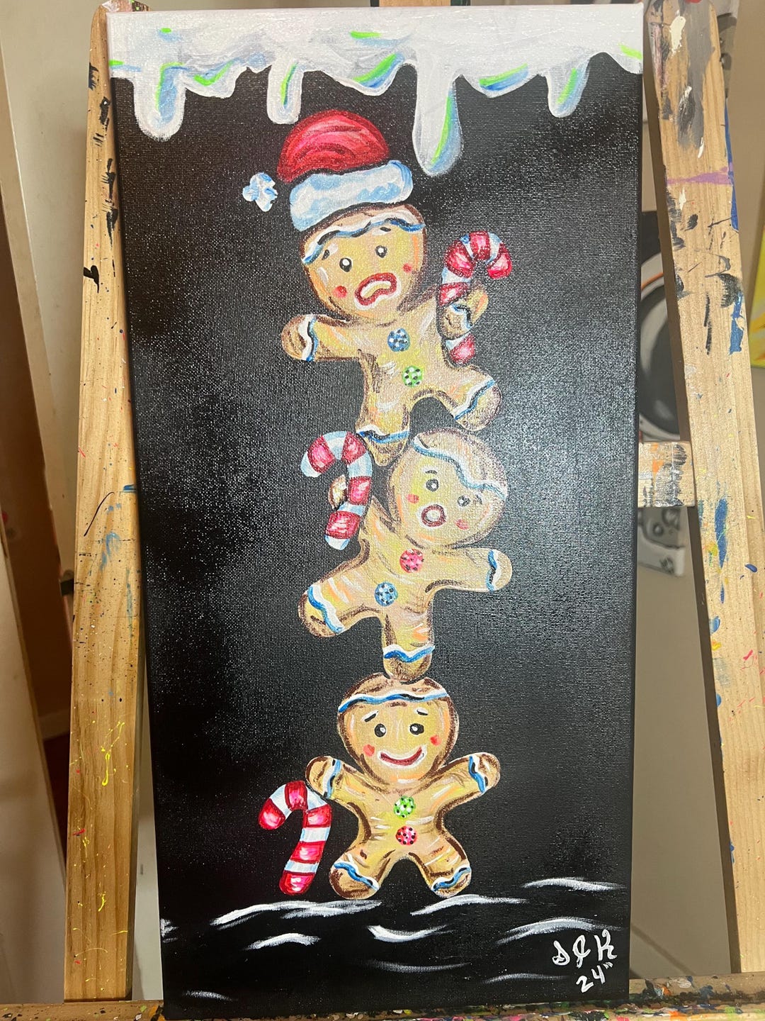 Gingerbread Men That Glows Under Blue Light - Hand Painted Acrylic ...