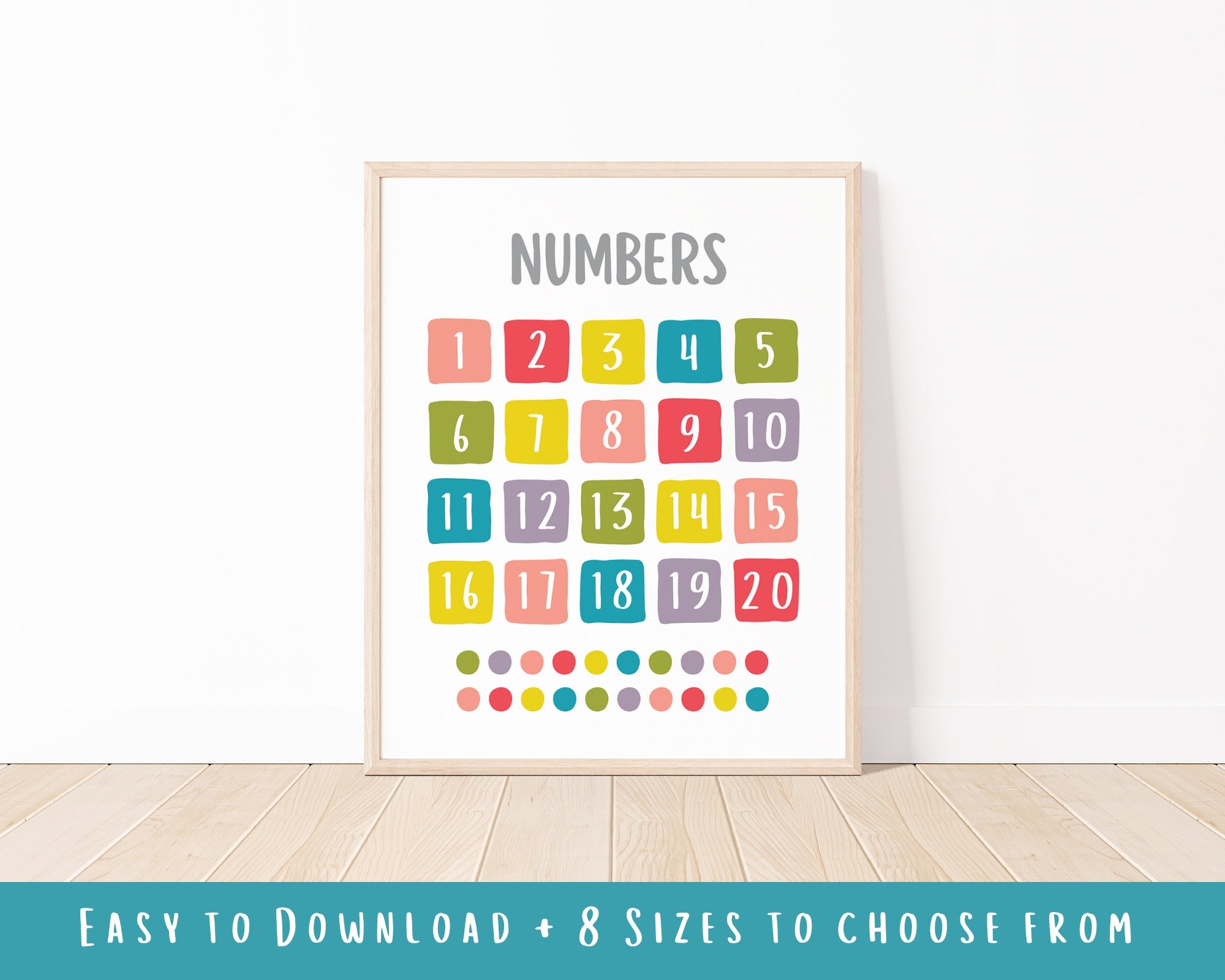 Bright Numbers Poster for Playroom, Kids Room, or Homeschool ...