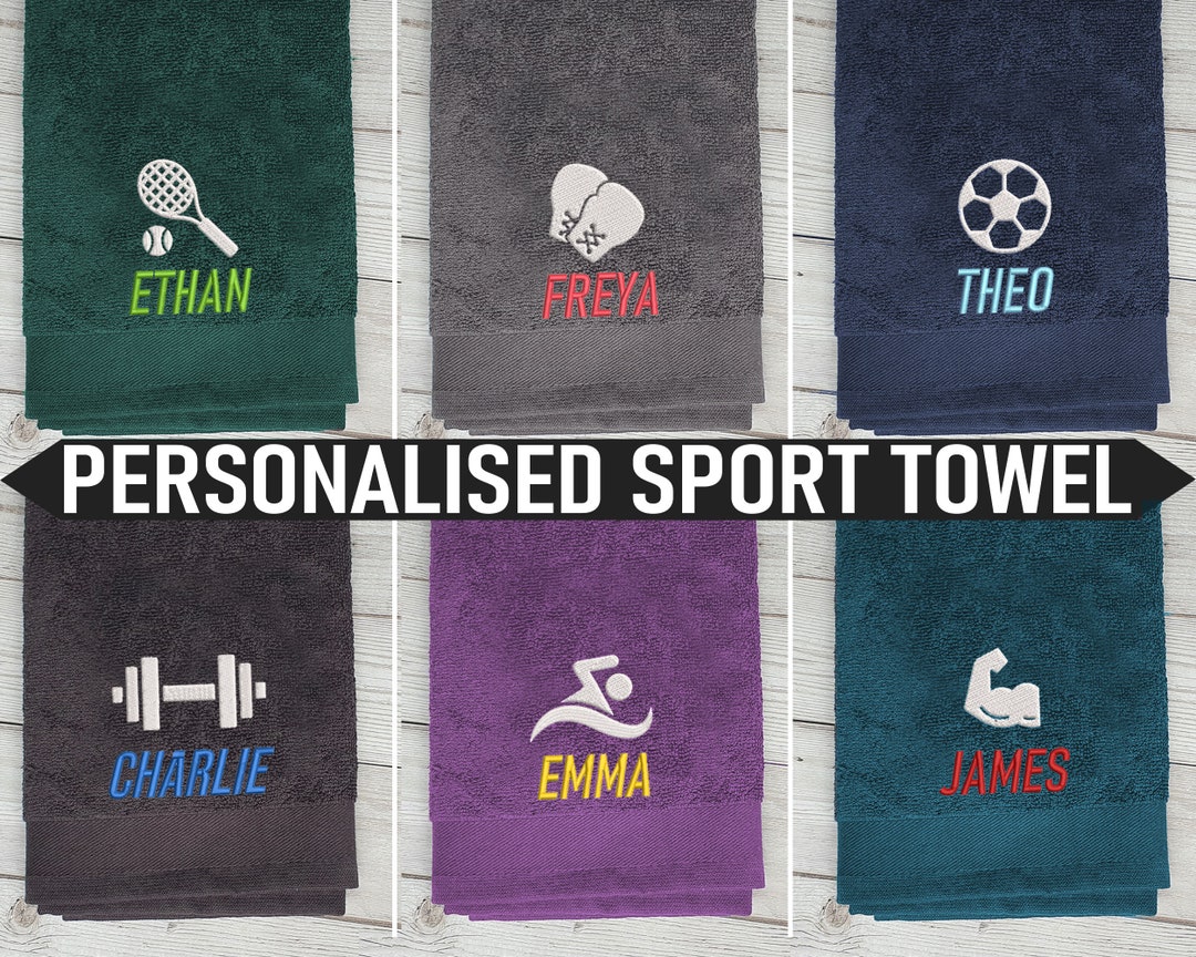 Personalised Sport Towel Embroidered Gym Hand Towel 100 Cotton Tennis