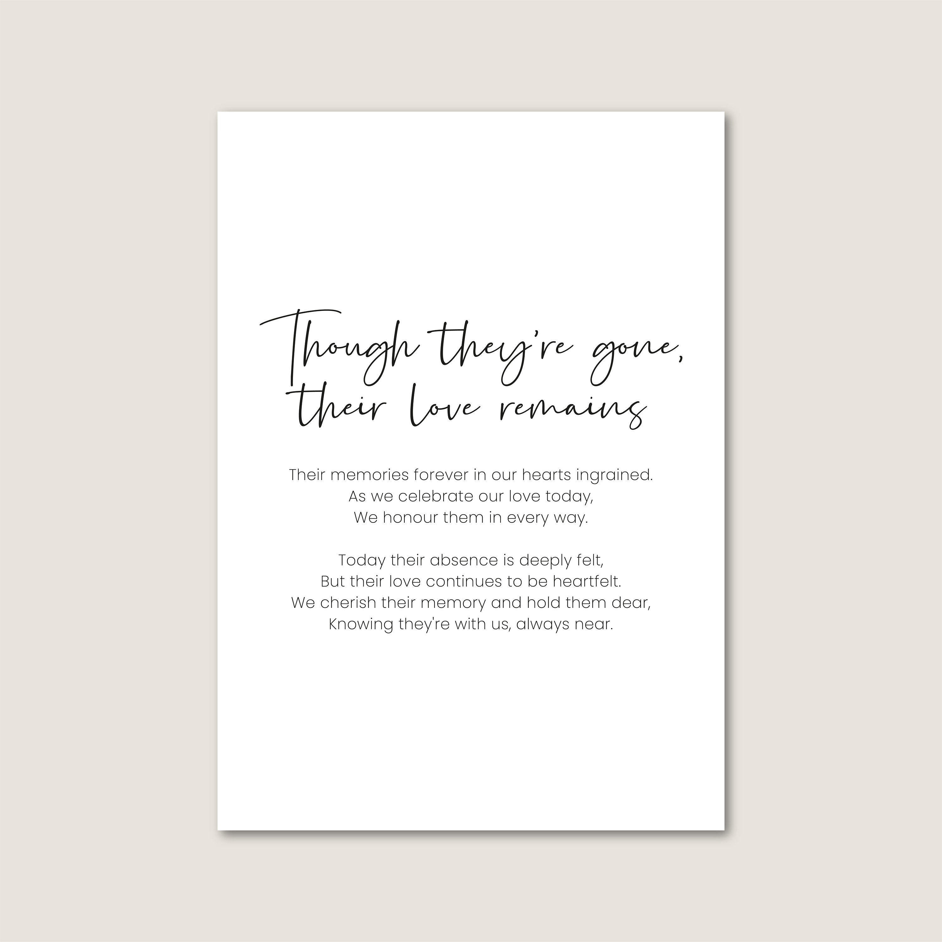 Memorial Print Poem A5 A4 A3 in Loving Memory Perfect for - Etsy UK