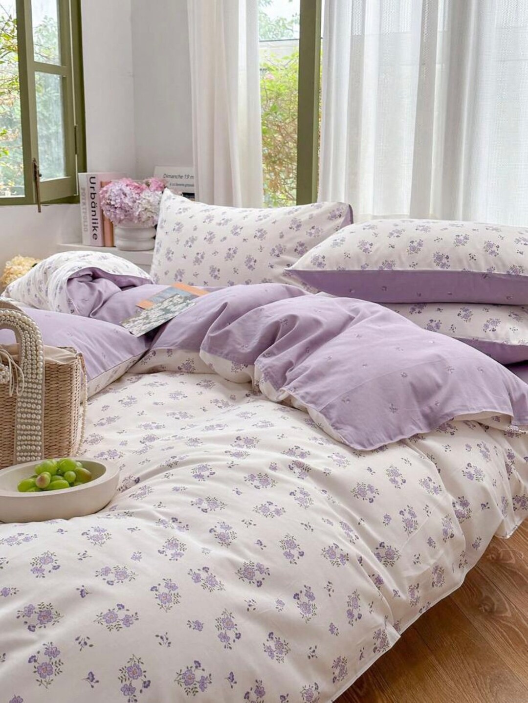 Perfect Purple and White Floral Ditsy Floral Duvet Cover Spring Summer