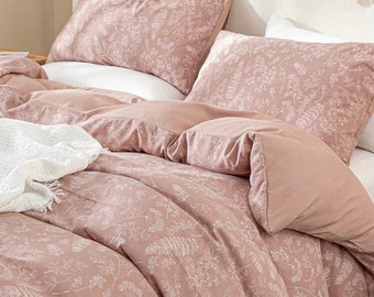 Dusky pink and white floral paisley print duvet cover single, double, king and superking spring 2024