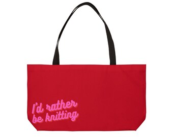 Knitting Tote Bag, Yarn Tote, Crafty Tote Bag, Knitting Project Bag, Large Weekender Tote, Yarn Storage Bag, Knitting Gift